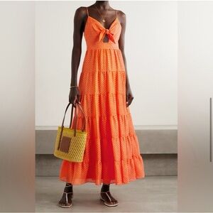 alice + oliva | Minka Tie Front Monarch Orange Tiered Maxi Dress
